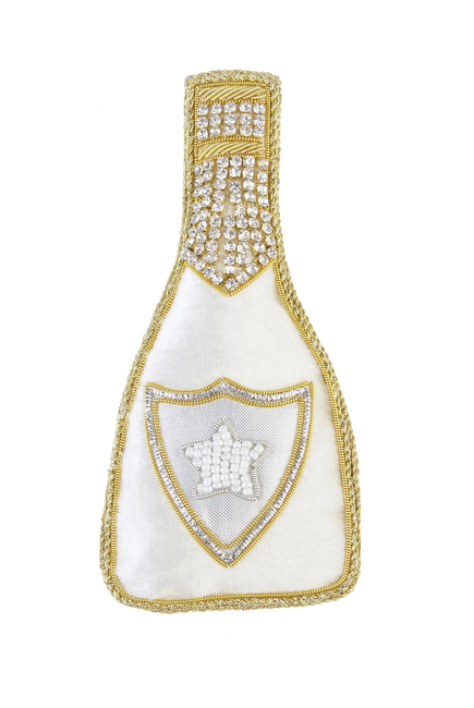 Beaded Champagne Christmas Ornament